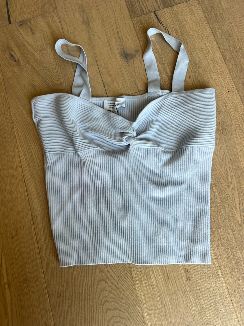 & Other Stories Light Gray Ribbed Twist-Front Camisole